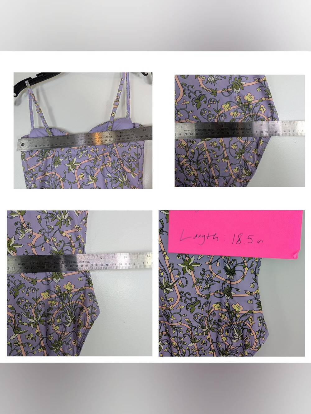 NWT Tory Burch Lilac Garden Medallion Underwire One Piece Swimsuit Size XS New - Picture 13 of 16